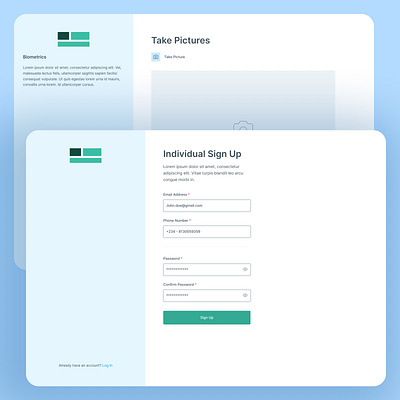 Biometrics & Sign Up Page aesthetics biometrics design sign up signup ui design uiux web