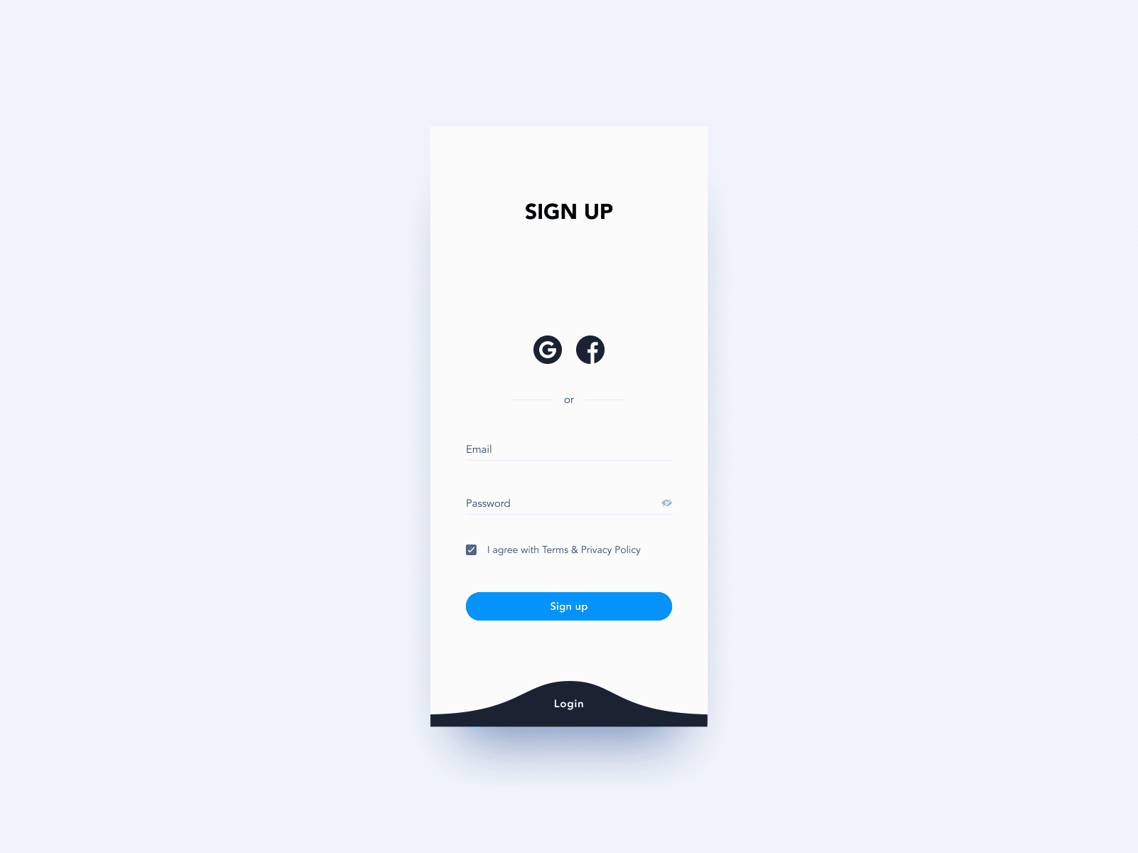 Sign up animation design flat minimal ui