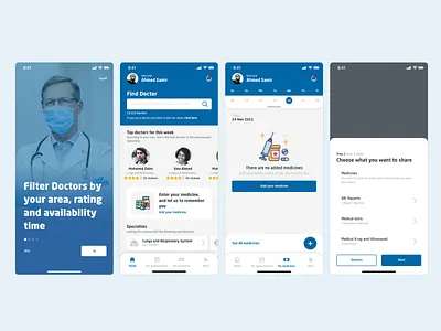 Boqrat Mobile App doctor medical medicine reminder ui user research ux