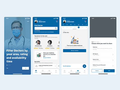 Boqrat Mobile App doctor medical medicine reminder ui user research ux