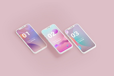 Minimal iPhone Clay Mockups 3d abstract clay clean design device display iphone isolated mobile mockup modern phone realistic responsive screen smart smartphone template ui