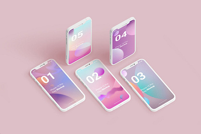 Minimal iPhone Clay Mockups 3d abstract clay clean design device display iphone isolated mobile mockup modern phone realistic responsive screen smart smartphone template ui