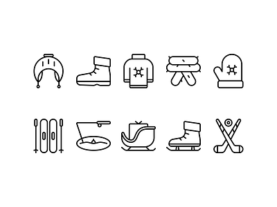 Winter Icons boot icon detailed outline fashion hockey ice fishing ice skate icon icon icon design icon set logo mitten icon ski sport sweater icon ui winter winter icon winter outfit winter sport