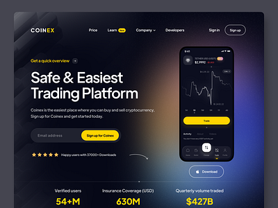 Coin exchange Web UI app bank binance blockchain clean coin crypto crypto art crypto wallet crypto website cryptocurrency ethereum finance gradient landing page minimalist nft token ui ux