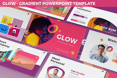 Glow - Gradient Powerpoint Template bold branding concept creative deck design futuristic geometric google slides gradient illustration keynote magenta pitch pitch deck powerpoint presentation template trend young