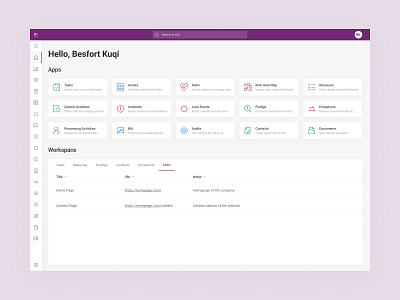 Dashboard concept for an enterprise company dashboard enterprise flat iconography icons material minimal table tabs tech ui ux