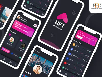 NFT Marketplace App app app designing app development appdesign b2cinfosolutions cryptoapp illustration ui ux