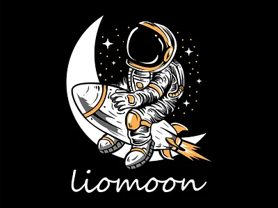 astronot and moon graphic design logo