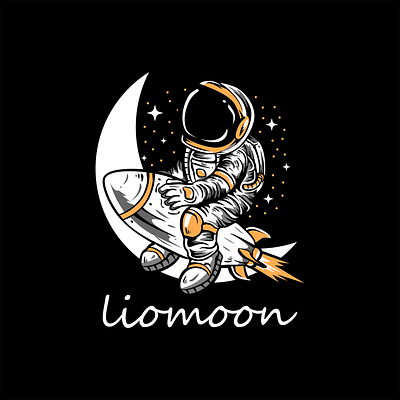 astronot and moon graphic design logo