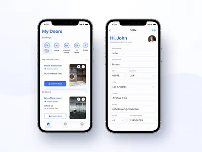 Manage doors with one app 📱 app app design card clean design doors home inspiration ios iot mobile smart home ui unlock unlock app ux