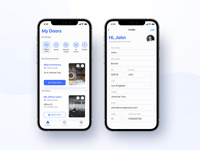 Manage doors with one app 📱 app app design card clean design doors home inspiration ios iot mobile smart home ui unlock unlock app ux