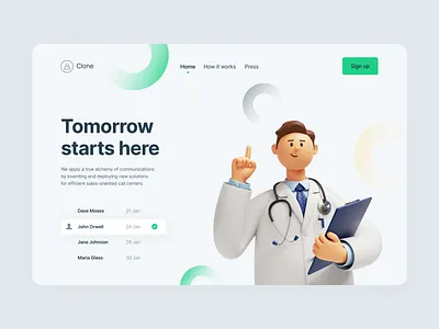 Landing page for research laboratory 3d animation clean colors green laboratory landing landing page light minimal research ui ux web web design