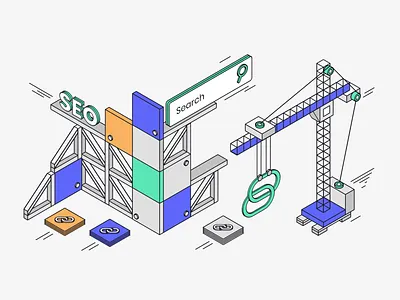 Proven Link Building Strategies for SEO branding illustration isometric link seo strategies