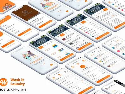 Wash App laundry App UI Kit | App Innovation booking dry clean iron laundry app ui ui kit wash