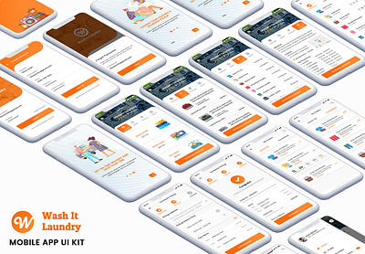 Wash App laundry App UI Kit | App Innovation booking dry clean iron laundry app ui ui kit wash