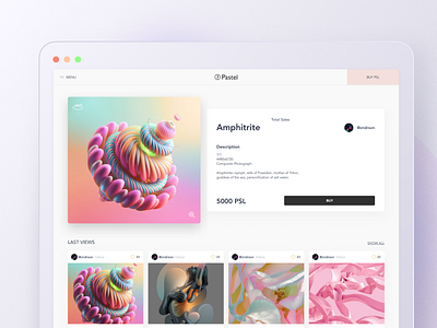 NFT page art blockchain crypto design details dropdown hover interface muzli nft pastel product profile sergushkin ui ux web website