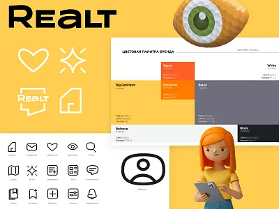 Realt | Identity 3d belarus brand brand code brand identity branding cosy design graphic design humane icons identity illustration logo logo designer logodesign real estate right typography vector