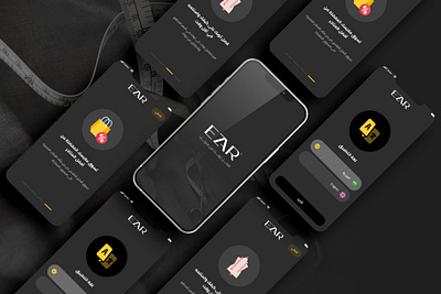 Ezar App ( Dark Mode ) app arab design dress ezar illustration men minimal mobile tailring ui uidesign uiux user interface design women واجهة المستخدم