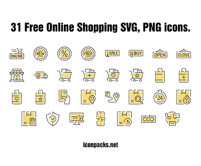 31 Free Online Shopping SVG, PNG Icons. free icons free resources freebies icon pack icon set icons png icons svg icons vector
