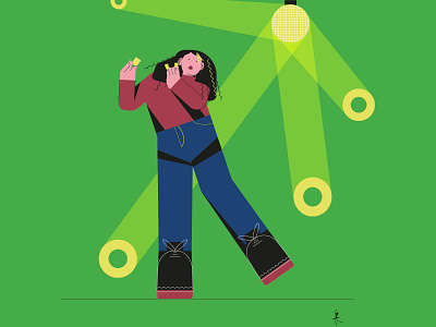 Fat Monica dancing illustration vector