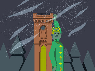 watertower and it's guard illustration vector