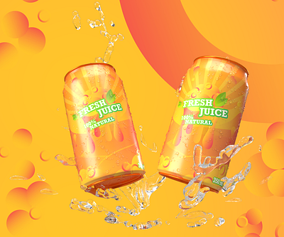 Fresh orange juice in a can. Brand design. Packing. 3d art branding can cover design drink fresh fruit illustration juice juicy label logo orange packing render