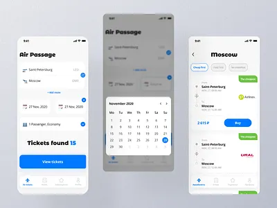 Plane Ticket Booking App air app blue booking clean design minimal mobile plane ticket ui ux