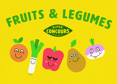 Fruits et légumes branding illustration typography vector