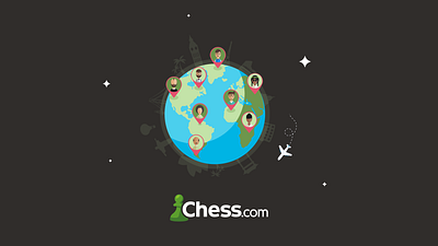 Play Chess with Everybody! chess chessboard flat flat art flat design flat illustration friends illustration online play online travel the world world world illustration