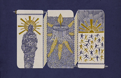 Isaiah Triptych advent bible dance flower isaiah scroll stump sun tree