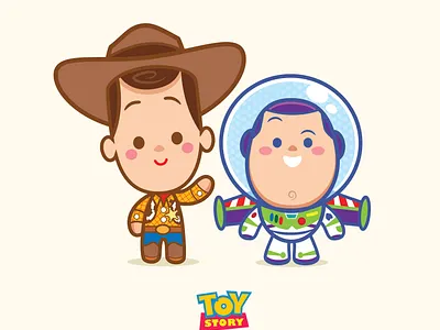 Buzz and Woody character design cute disney illustration jerrod maruyama kawaii pixar toy story