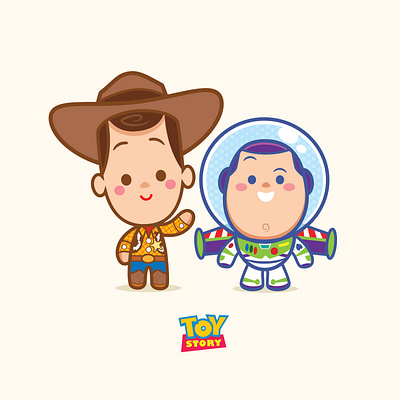 Buzz and Woody character design cute disney illustration jerrod maruyama kawaii pixar toy story