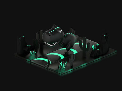 Isometric Motion Graphics [Dinosaur] 3d 3d art 3danimation 3dart animation character animation character rig dino dinosaur freelance game gamedesign gaming motion graphics rigging