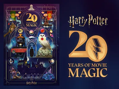 Harry Potter 20 Years of Movie Magic graphic design harry potter hogwarts illustration keyart sorcerers stone