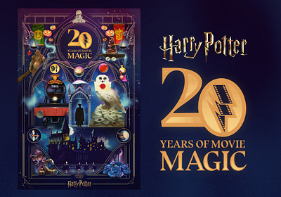 Harry Potter 20 Years of Movie Magic graphic design harry potter hogwarts illustration keyart sorcerers stone