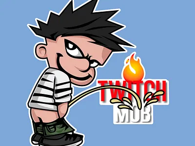 Calvin pissing on Twitch Mob 2d calvin cartoon design discord dj esport facebook graphicdesign illustration livestreaming logo logos pissing profilepicture streamers twitch twitchlogo twitchmob youtube