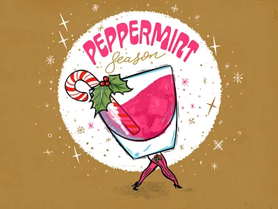 Tis' the season! be merry candy cane christmas holly illustration mascot merry mix drink