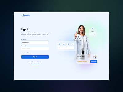 Capsule. - Sign In blur clinic doctor gradient hospital sign in sign up uiux user expreince design user interface design