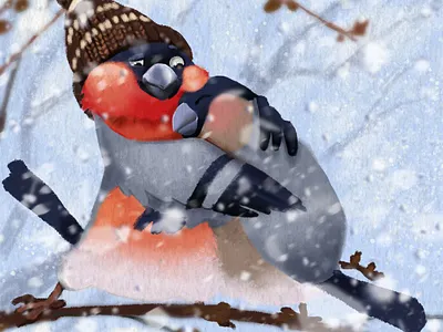 Snowbirds christmas mood cute digital art illustration kids illustration newyear snow snowbird snowbirds winter зима зима близко новогоднее настроение снегири