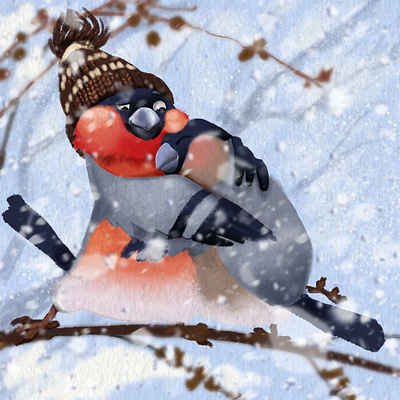 Snowbirds christmas mood cute digital art illustration kids illustration newyear snow snowbird snowbirds winter зима зима близко новогоднее настроение снегири