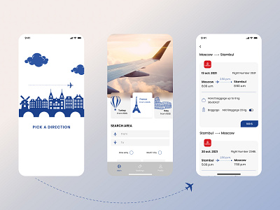 Concept of mobile app for buy air tickets air design interface ios minimal mobile tickets ui ux