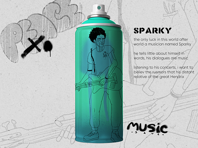 SPARKY | CUSTOM PAINTED SPRAY CAN art artwark branding custom design designcan graphic design illustration illustrative design photoshop post apocalipti streetart