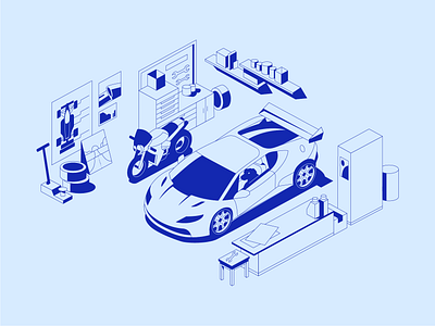 Illustrations for Recovco Mortgage Management 3d 3d art business car design garage illustration isometric isometric art isometric design isometric illustration room sedan tools ui ux