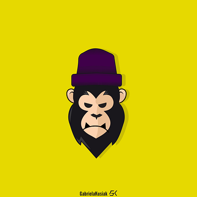 Gorilla with beanie cartoon design illustration logo ve vector