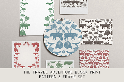 Travel Adventure Pattern & Frame Set branding design estampa fashion graphic design illustration pattern print repeat repeating