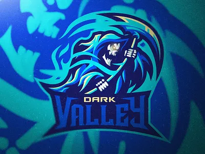DARK VALLEY bold branding cool design esports gaming logo illustration logo mascot reaper skull ui vector