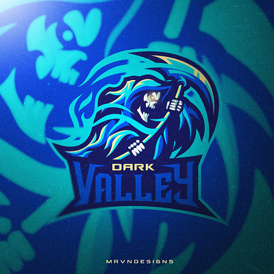 DARK VALLEY bold branding cool design esports gaming logo illustration logo mascot reaper skull ui vector