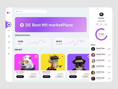 NFT Dashboard Design application carddesign clean design cryptocurrency dashboard dashboard app dashboard design design finance fintech listing marketplace modern design nft nft app nft platform uiux design webapp website