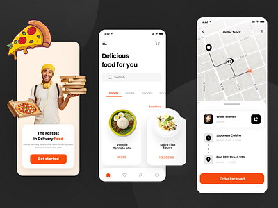 FAST FOOD APP DESIGN animation burger chef delivery boy eat eating fastfood food food and deink food app food delivery pizza resturant app uiux