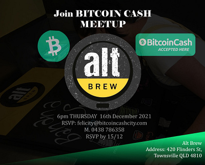 Meetup Bitcoin Cash Flyer branding design flyer graphic design illustration logo